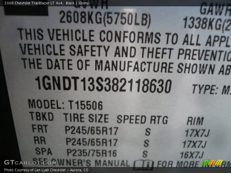 Black / Ebony 2008 Chevrolet TrailBlazer LT 4x4