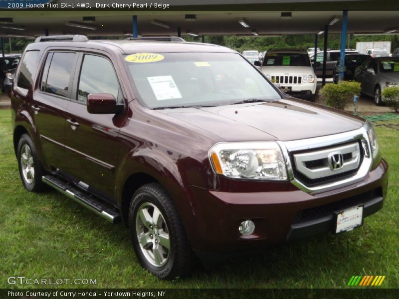 Dark Cherry Pearl / Beige 2009 Honda Pilot EX-L 4WD