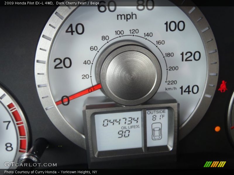 Dark Cherry Pearl / Beige 2009 Honda Pilot EX-L 4WD