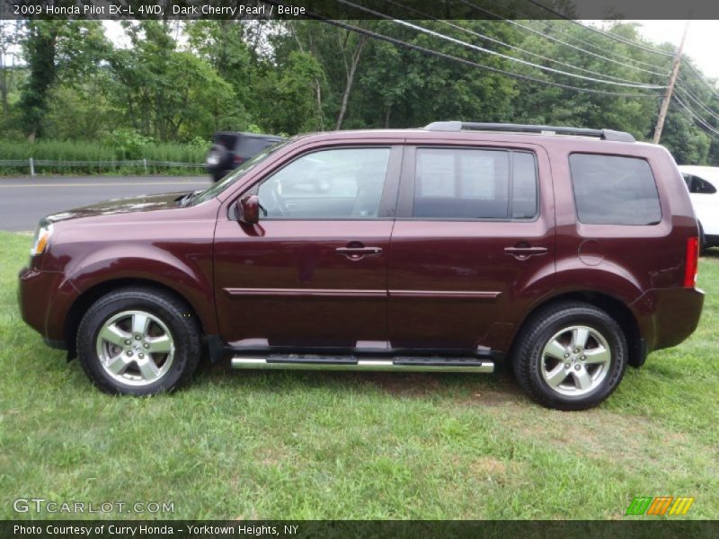 Dark Cherry Pearl / Beige 2009 Honda Pilot EX-L 4WD