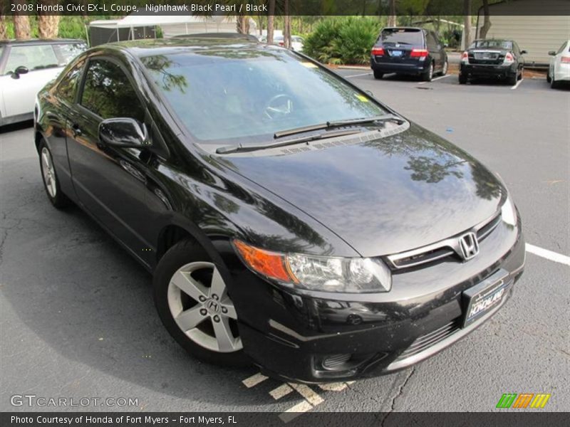 Nighthawk Black Pearl / Black 2008 Honda Civic EX-L Coupe
