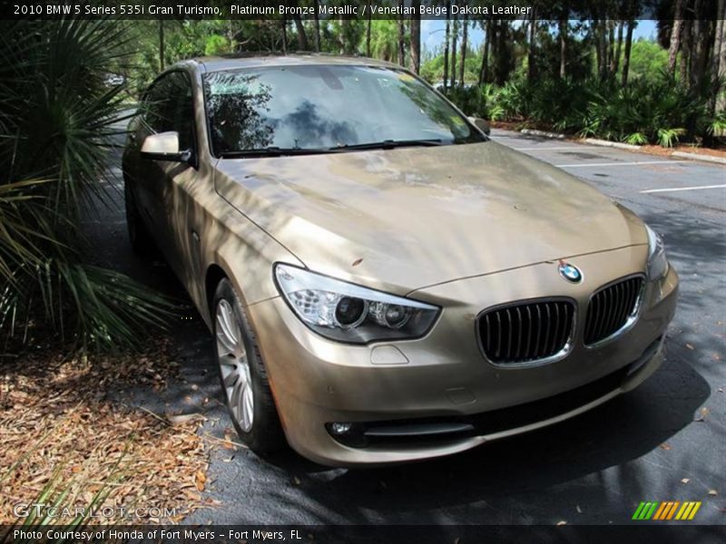 Platinum Bronze Metallic / Venetian Beige Dakota Leather 2010 BMW 5 Series 535i Gran Turismo