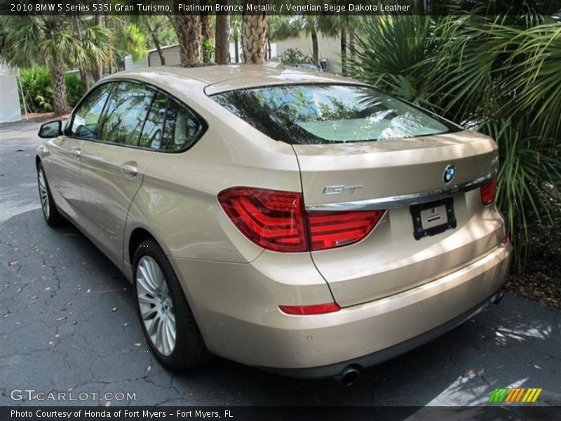 Platinum Bronze Metallic / Venetian Beige Dakota Leather 2010 BMW 5 Series 535i Gran Turismo