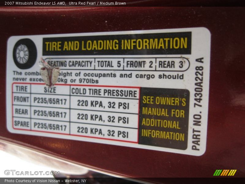 Ultra Red Pearl / Medium Brown 2007 Mitsubishi Endeavor LS AWD