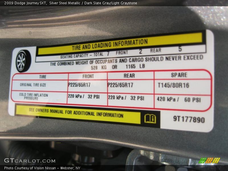 Silver Steel Metallic / Dark Slate Gray/Light Graystone 2009 Dodge Journey SXT