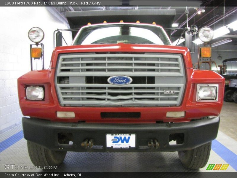 Red / Grey 1988 Ford F700 Regular Cab Dump Truck