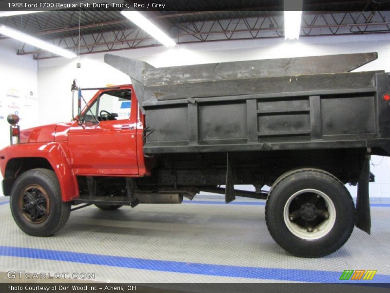 Red / Grey 1988 Ford F700 Regular Cab Dump Truck