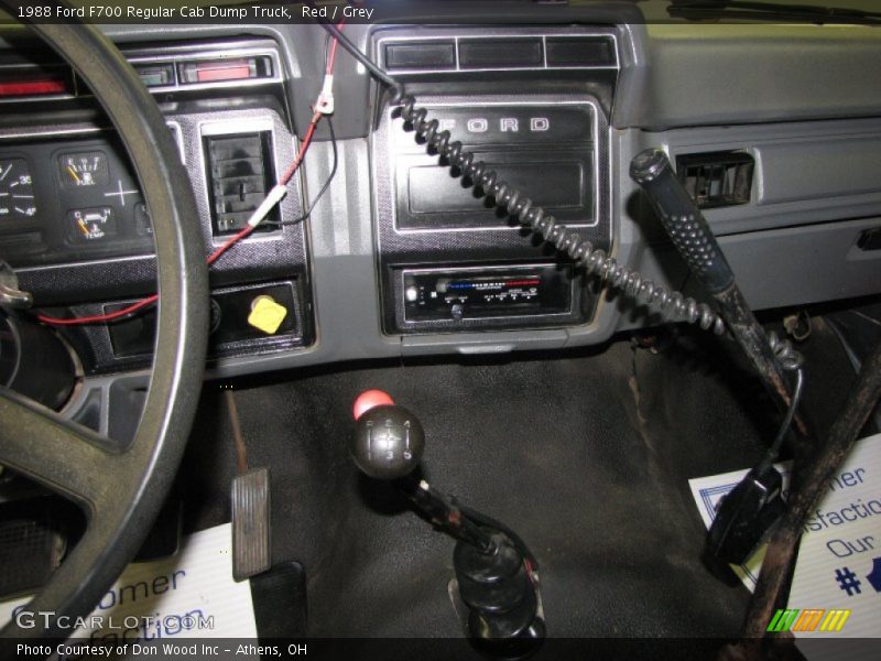 Red / Grey 1988 Ford F700 Regular Cab Dump Truck