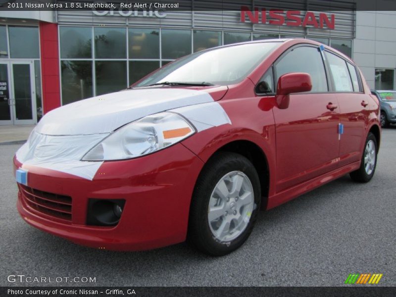 Red Alert / Charcoal 2011 Nissan Versa 1.8 SL Hatchback