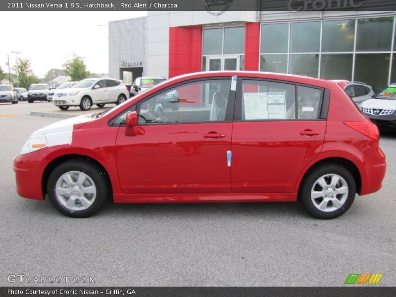 Red Alert / Charcoal 2011 Nissan Versa 1.8 SL Hatchback