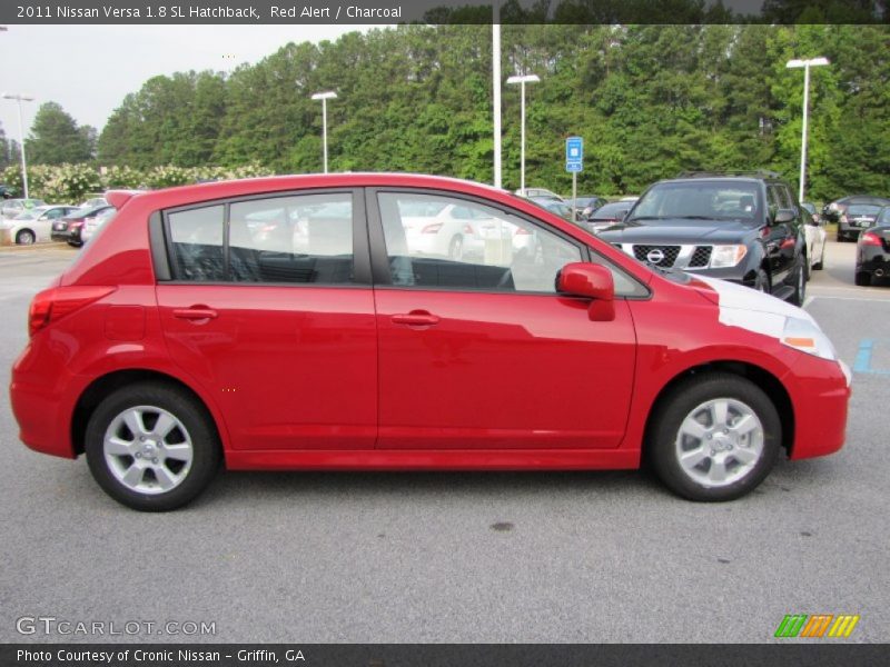 Red Alert / Charcoal 2011 Nissan Versa 1.8 SL Hatchback