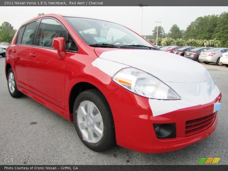 Red Alert / Charcoal 2011 Nissan Versa 1.8 SL Hatchback