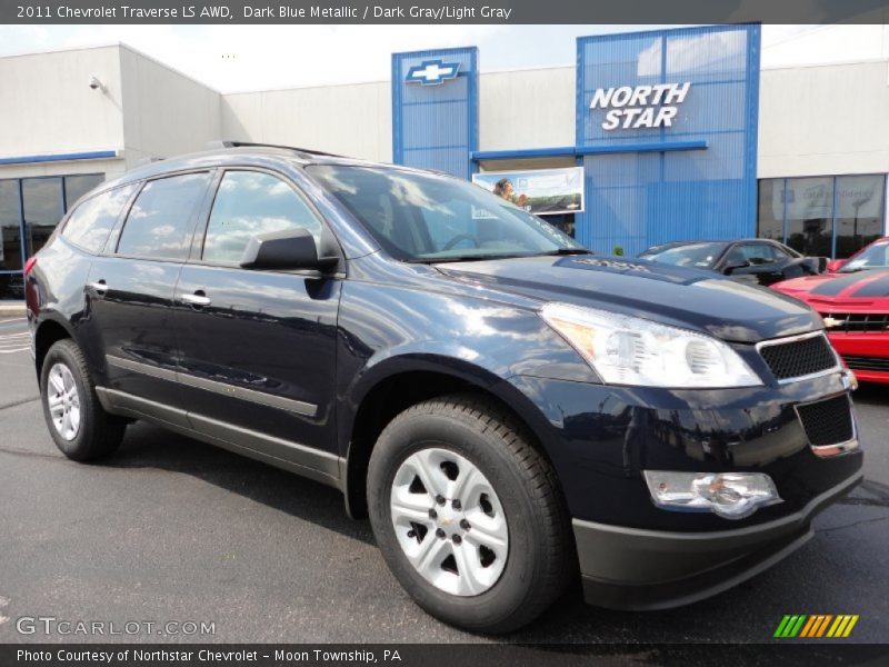 Dark Blue Metallic / Dark Gray/Light Gray 2011 Chevrolet Traverse LS AWD