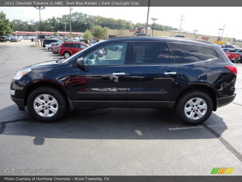 Dark Blue Metallic / Dark Gray/Light Gray 2011 Chevrolet Traverse LS AWD