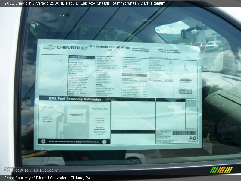  2011 Silverado 2500HD Regular Cab 4x4 Chassis Window Sticker