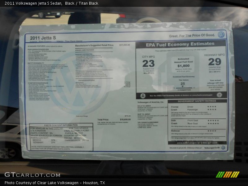 Black / Titan Black 2011 Volkswagen Jetta S Sedan