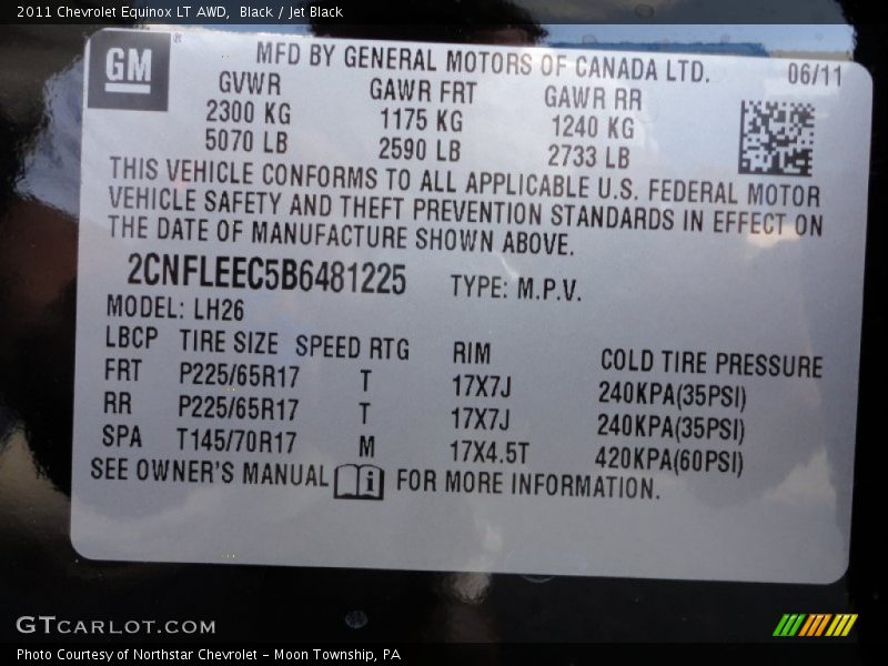 Black / Jet Black 2011 Chevrolet Equinox LT AWD