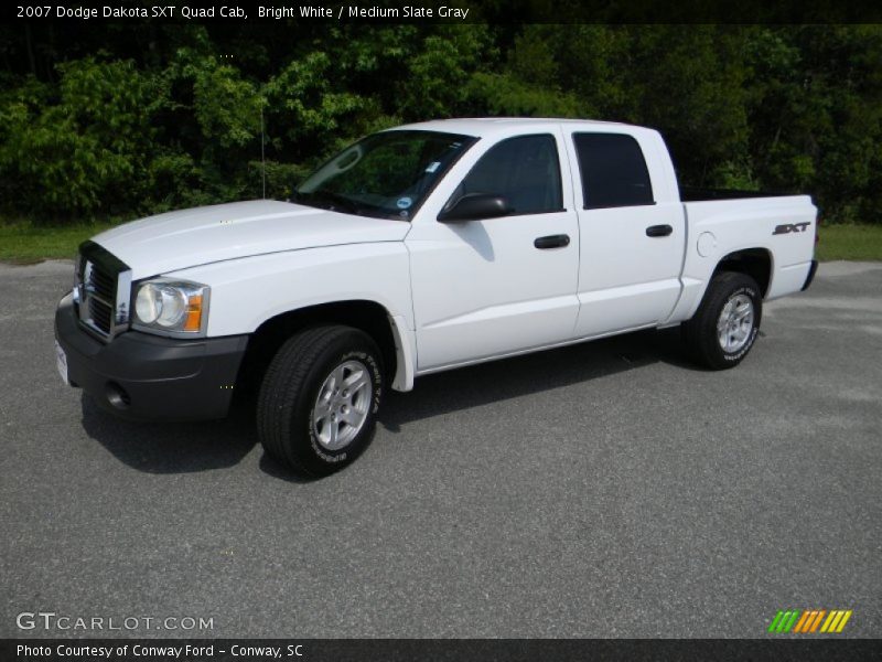 Bright White / Medium Slate Gray 2007 Dodge Dakota SXT Quad Cab