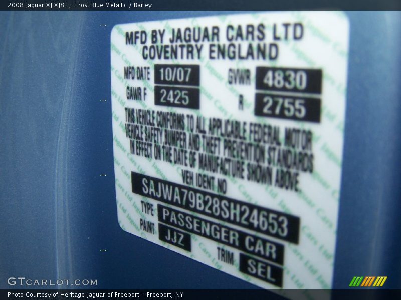 Frost Blue Metallic / Barley 2008 Jaguar XJ XJ8 L
