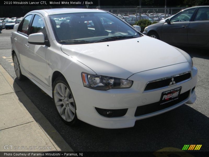 Wicked White Metallic / Black 2010 Mitsubishi Lancer GTS