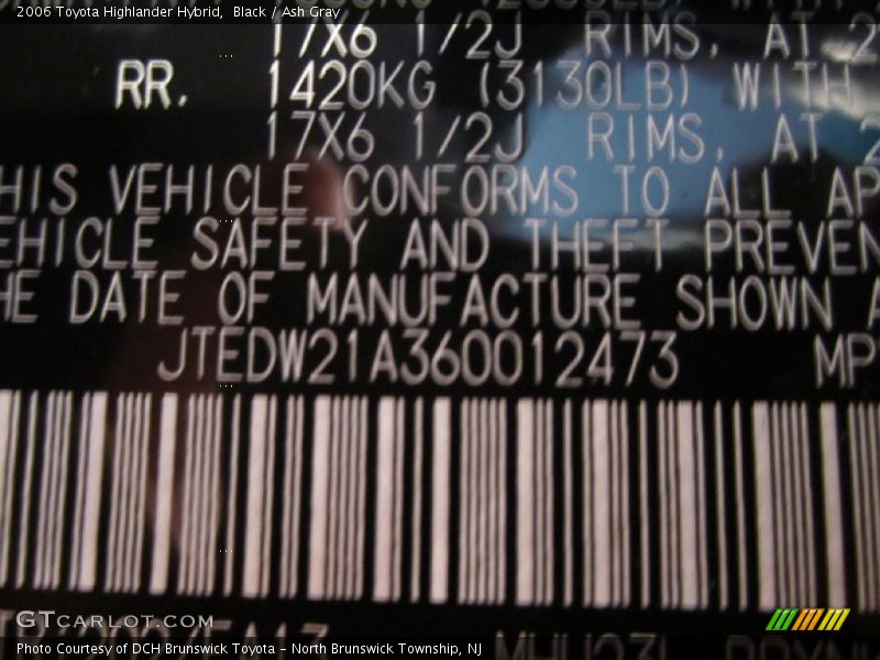 Black / Ash Gray 2006 Toyota Highlander Hybrid