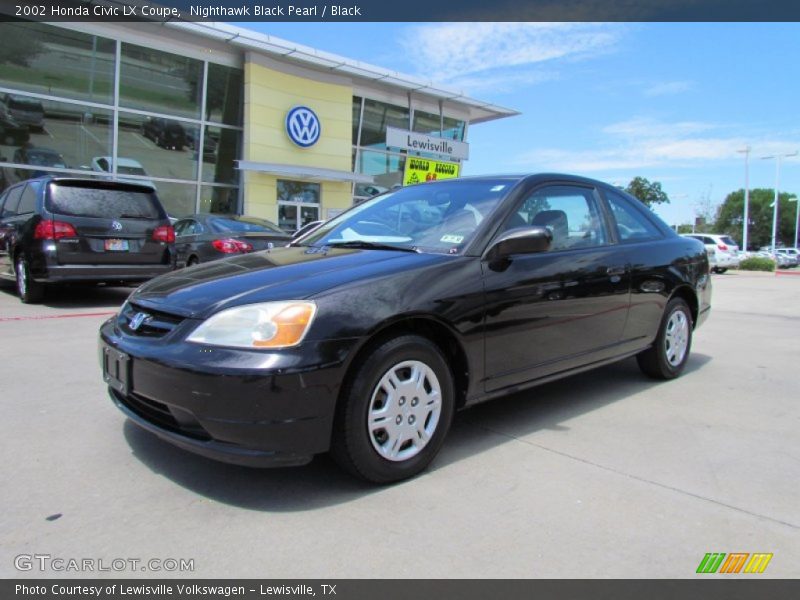 Nighthawk Black Pearl / Black 2002 Honda Civic LX Coupe
