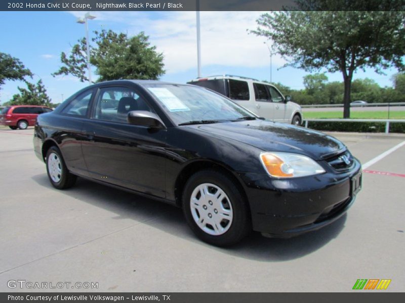 Nighthawk Black Pearl / Black 2002 Honda Civic LX Coupe