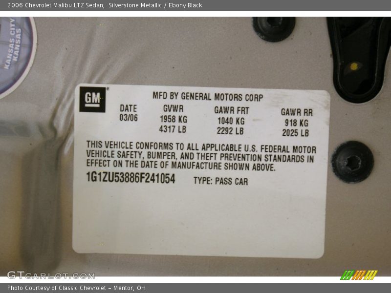 Silverstone Metallic / Ebony Black 2006 Chevrolet Malibu LTZ Sedan