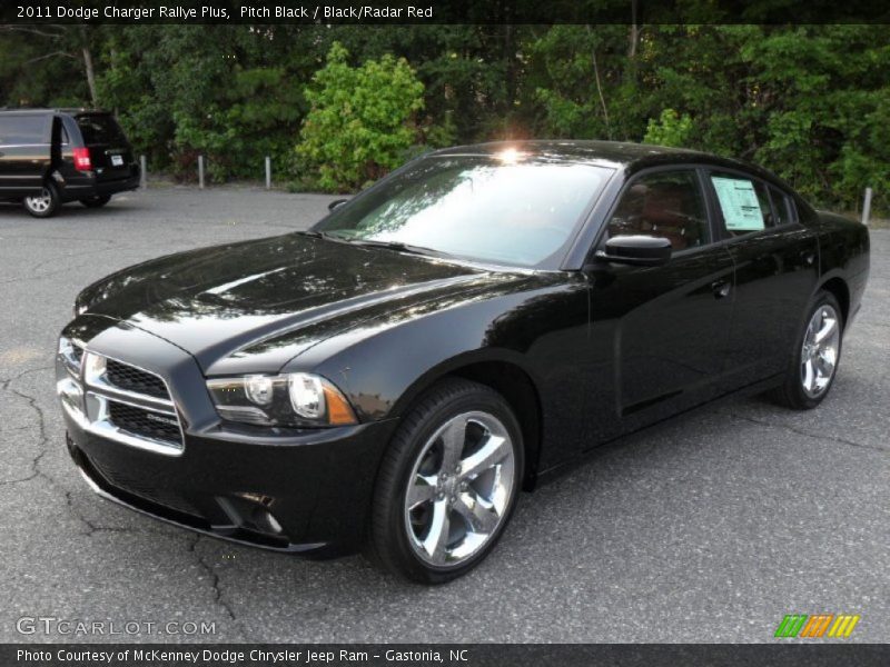 Pitch Black / Black/Radar Red 2011 Dodge Charger Rallye Plus