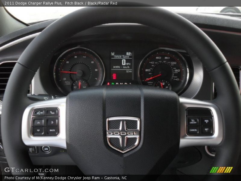 Pitch Black / Black/Radar Red 2011 Dodge Charger Rallye Plus