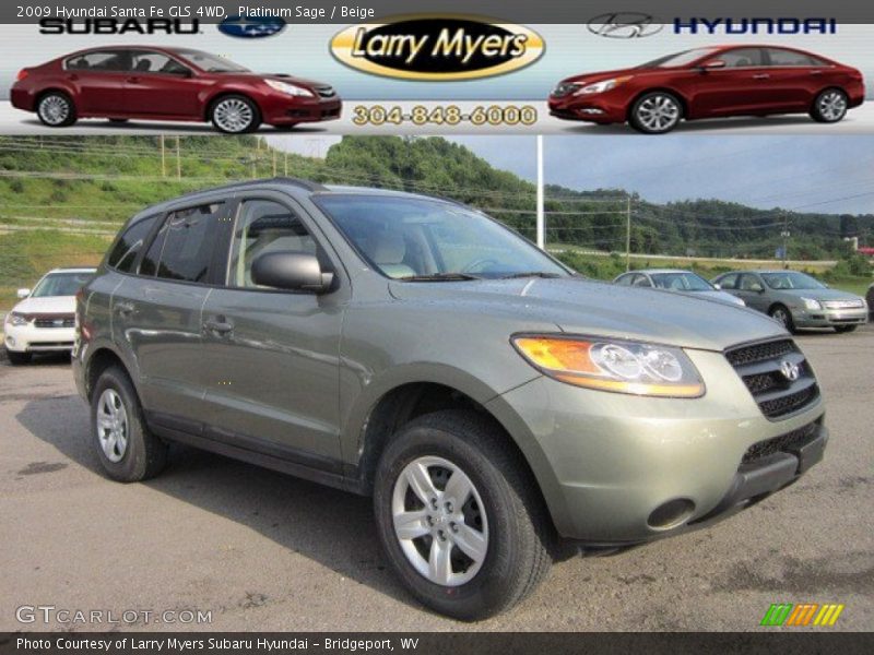 Platinum Sage / Beige 2009 Hyundai Santa Fe GLS 4WD