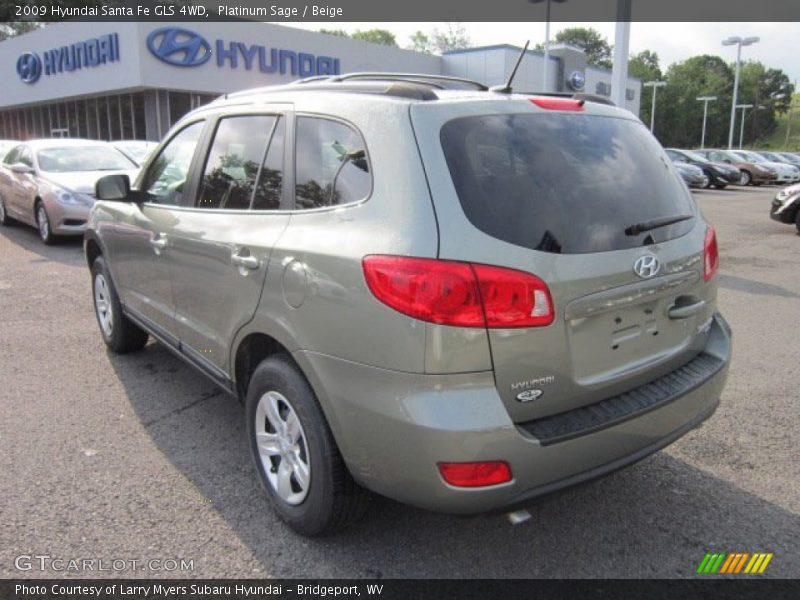 Platinum Sage / Beige 2009 Hyundai Santa Fe GLS 4WD