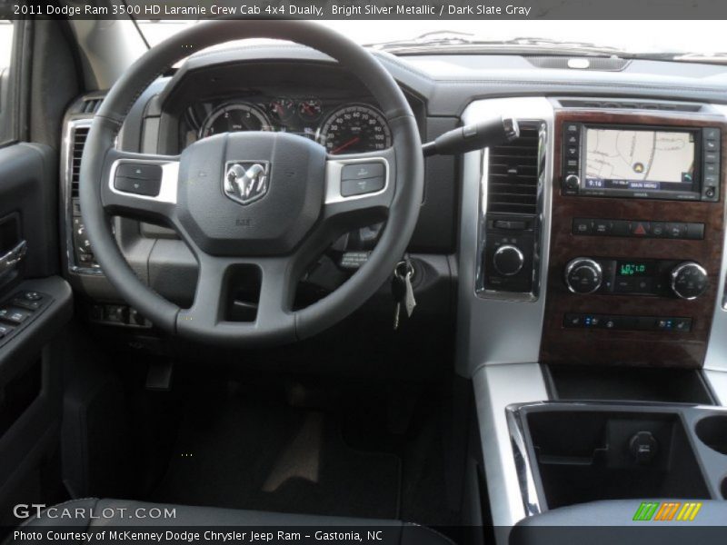 Bright Silver Metallic / Dark Slate Gray 2011 Dodge Ram 3500 HD Laramie Crew Cab 4x4 Dually