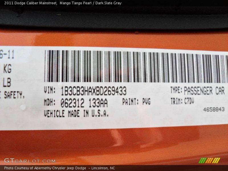 Mango Tango Pearl / Dark Slate Gray 2011 Dodge Caliber Mainstreet