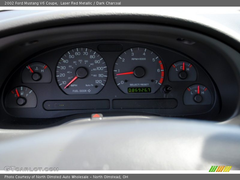 Laser Red Metallic / Dark Charcoal 2002 Ford Mustang V6 Coupe