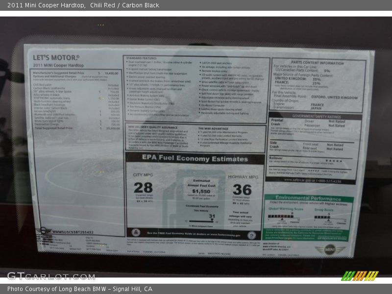 Chili Red / Carbon Black 2011 Mini Cooper Hardtop