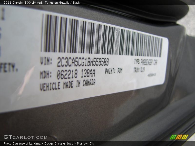 Tungsten Metallic / Black 2011 Chrysler 300 Limited