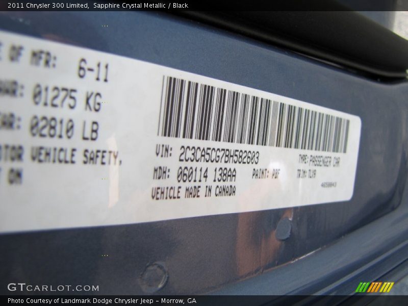 Sapphire Crystal Metallic / Black 2011 Chrysler 300 Limited
