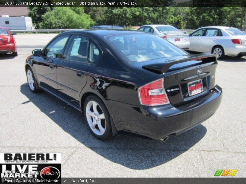 Obsidian Black Pearl / Off-Black 2007 Subaru Legacy 2.5i Limited Sedan