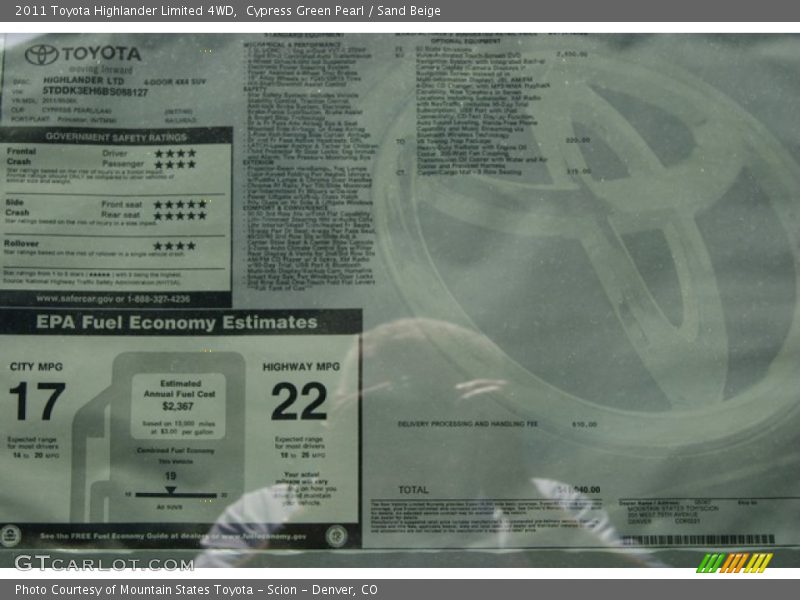 Cypress Green Pearl / Sand Beige 2011 Toyota Highlander Limited 4WD