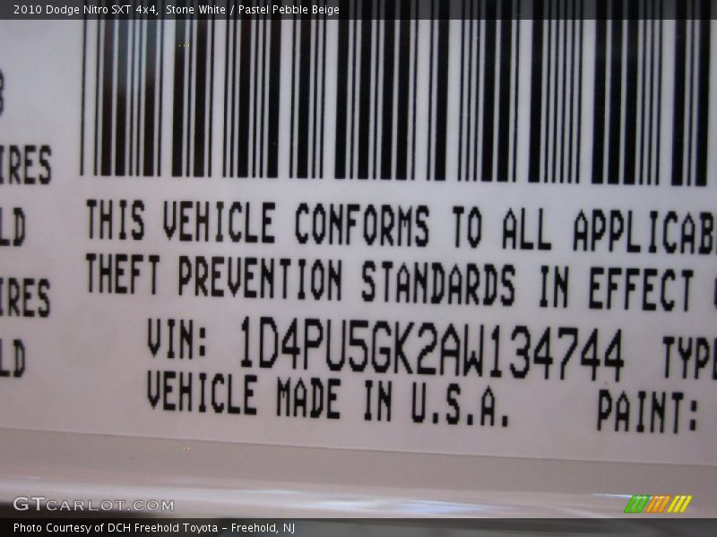 Stone White / Pastel Pebble Beige 2010 Dodge Nitro SXT 4x4