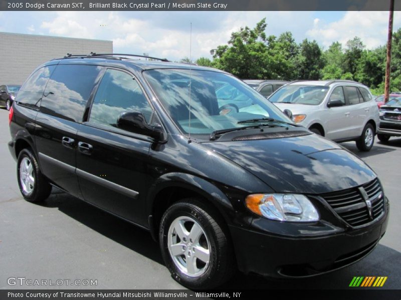 Brilliant Black Crystal Pearl / Medium Slate Gray 2005 Dodge Caravan SXT
