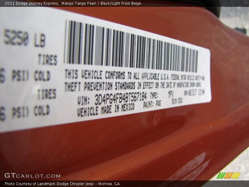 Mango Tango Pearl / Black/Light Frost Beige 2011 Dodge Journey Express