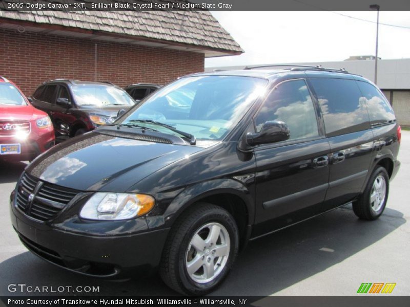 Brilliant Black Crystal Pearl / Medium Slate Gray 2005 Dodge Caravan SXT