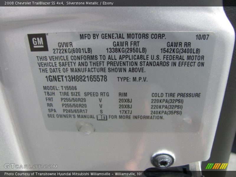 Silverstone Metallic / Ebony 2008 Chevrolet TrailBlazer SS 4x4
