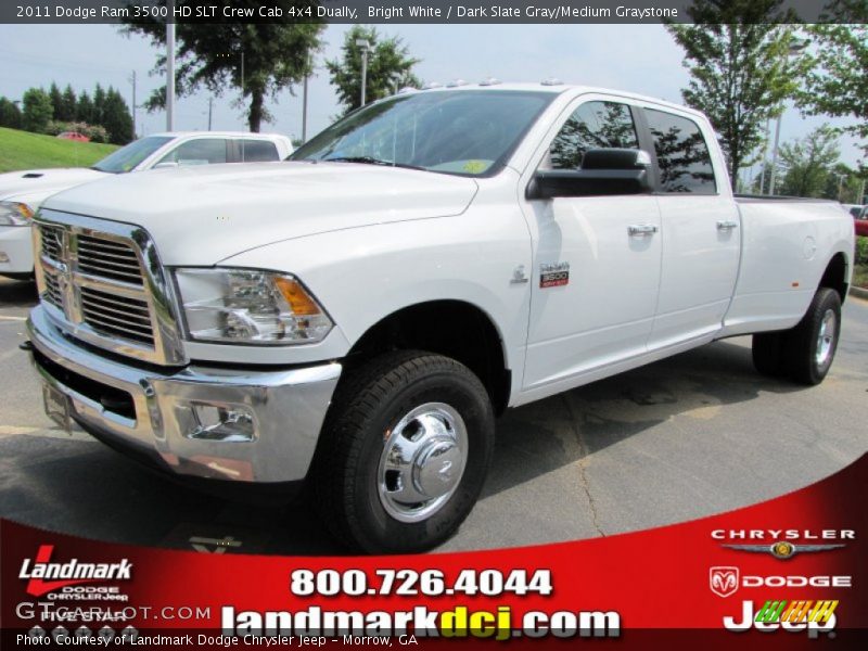 Bright White / Dark Slate Gray/Medium Graystone 2011 Dodge Ram 3500 HD SLT Crew Cab 4x4 Dually