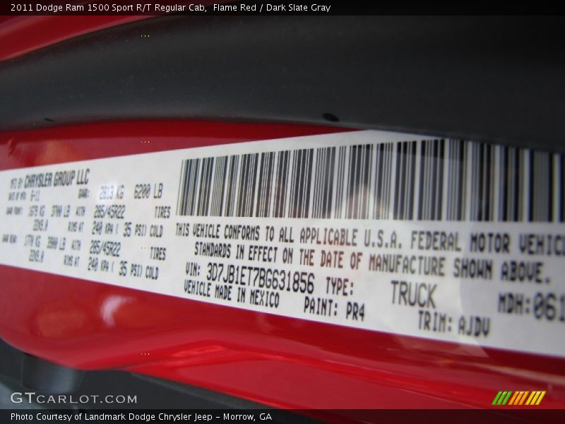 Flame Red / Dark Slate Gray 2011 Dodge Ram 1500 Sport R/T Regular Cab
