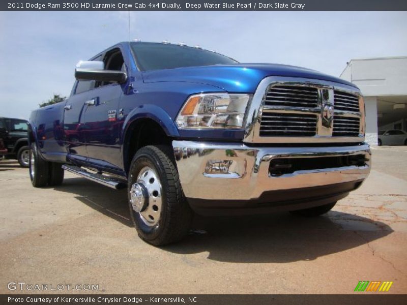 Deep Water Blue Pearl / Dark Slate Gray 2011 Dodge Ram 3500 HD Laramie Crew Cab 4x4 Dually