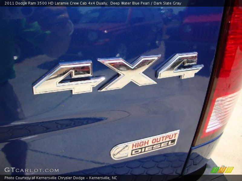 Deep Water Blue Pearl / Dark Slate Gray 2011 Dodge Ram 3500 HD Laramie Crew Cab 4x4 Dually