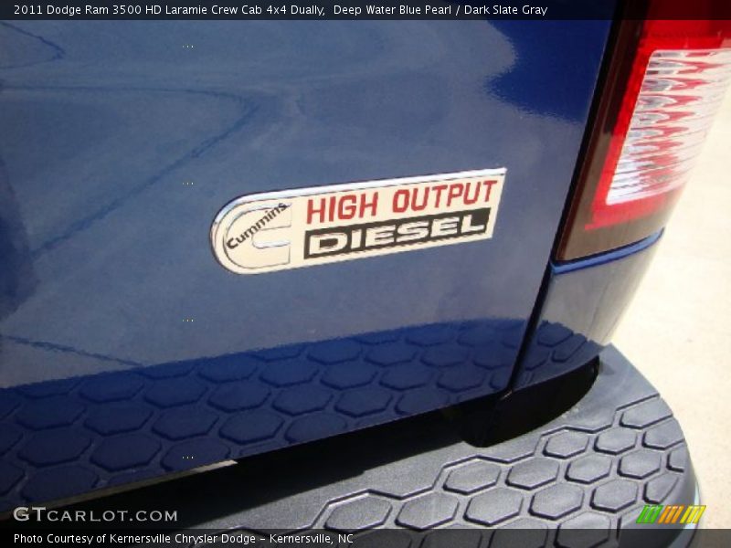 Deep Water Blue Pearl / Dark Slate Gray 2011 Dodge Ram 3500 HD Laramie Crew Cab 4x4 Dually